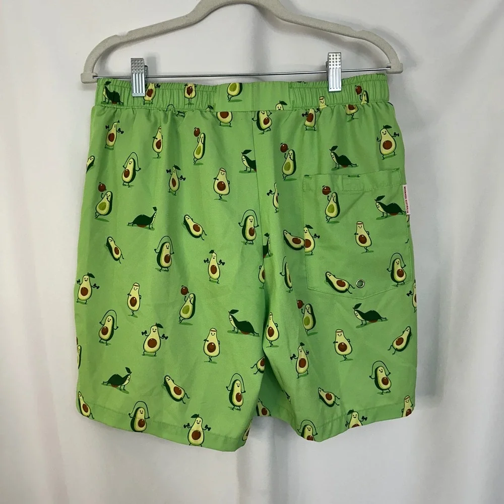 Mosmann Avocado Print Swim Trunks Athletic Gym Shorts‎ Pockets Men's Large